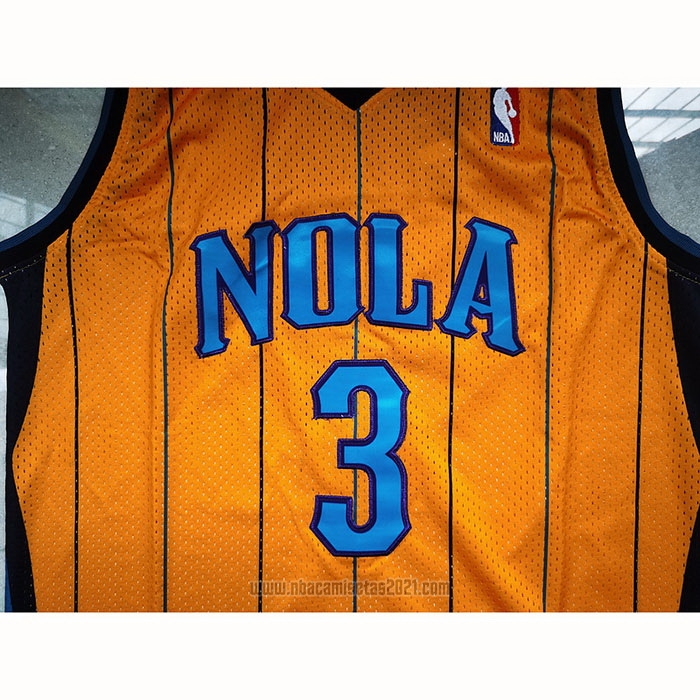 Camiseta Charlotte Hornets Chris Paul #3 Mitchell & Ness 2010-11 Amarillo
